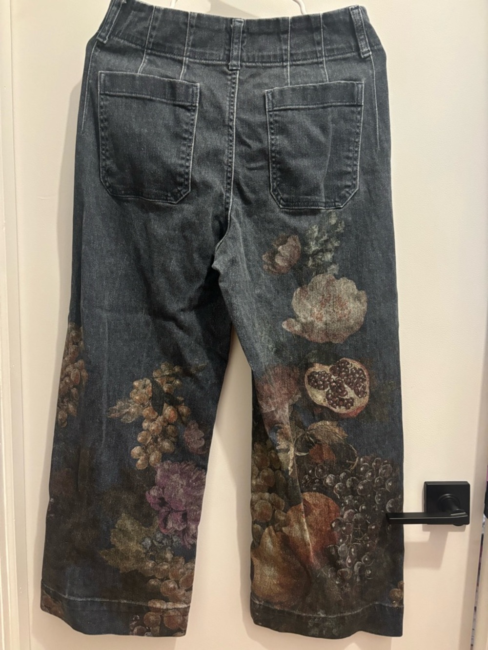 Maeve by Anthropologie Colette Denim Cropped Wide Leg Jeans Size 29 Fruit Print - Picture 5 of 8